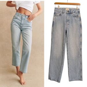 Sezane Icon Straight High Rise Jeans L'iconique Droit Light Wash 36 | 26 | 2 | 4